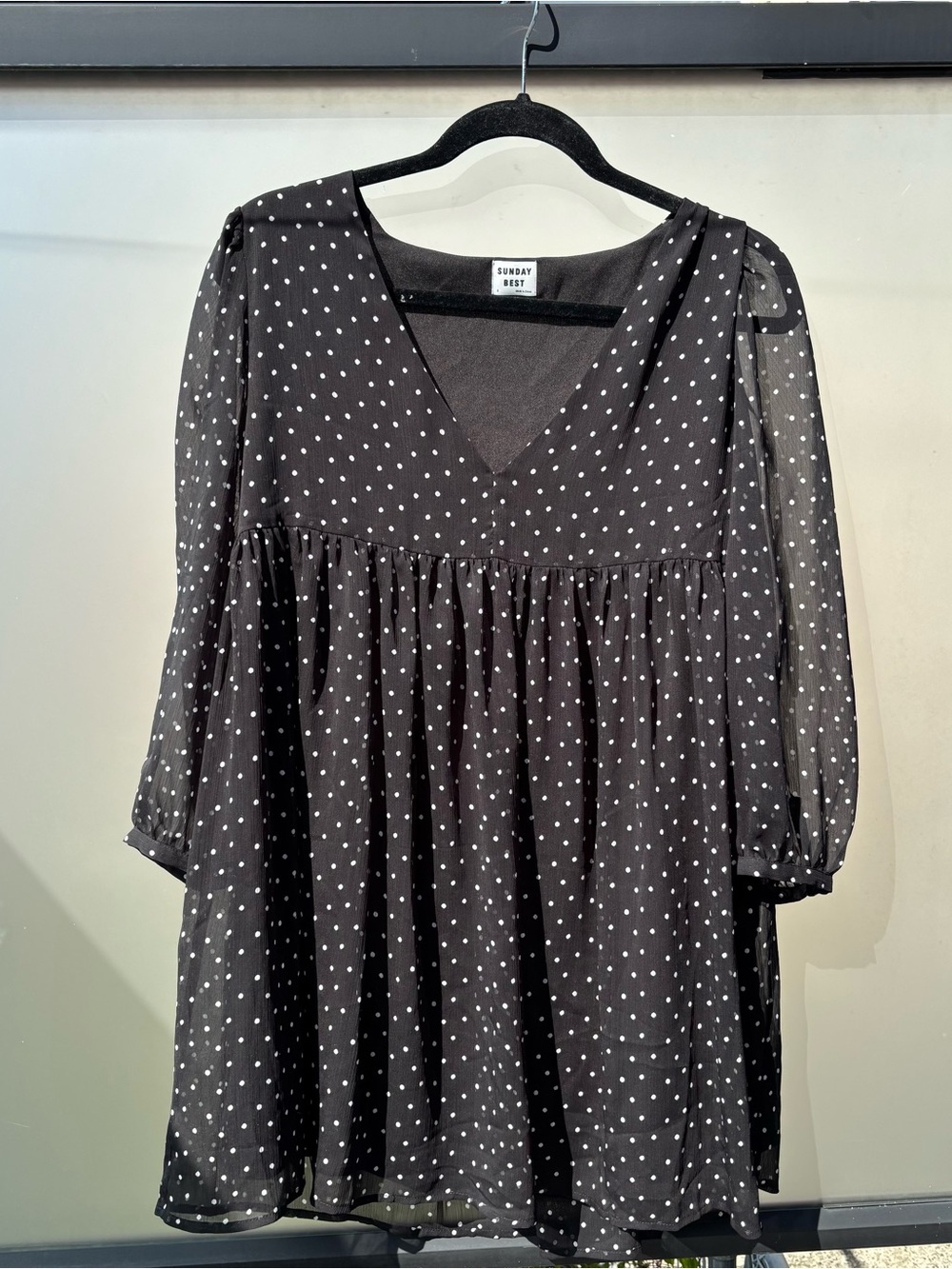 Sunday Best Black & White Polka Dot V-Neck Midi Dress